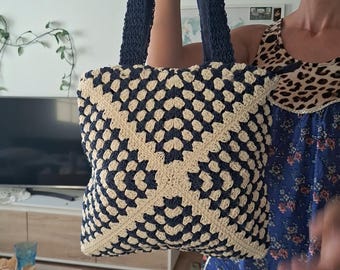 Granny Square Bag, Handmade Crochet Purse, Shoulder Bag tote bag, Hippie Bag, Boho Bag, Hobo Bag, Crossbody Shoulder Bag