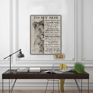 To My Son Lion Poster, Custom Poster Family Name, Never Forget That I Love You Lion King Poster, Gift Family Poster, Lion Poster Home Decor