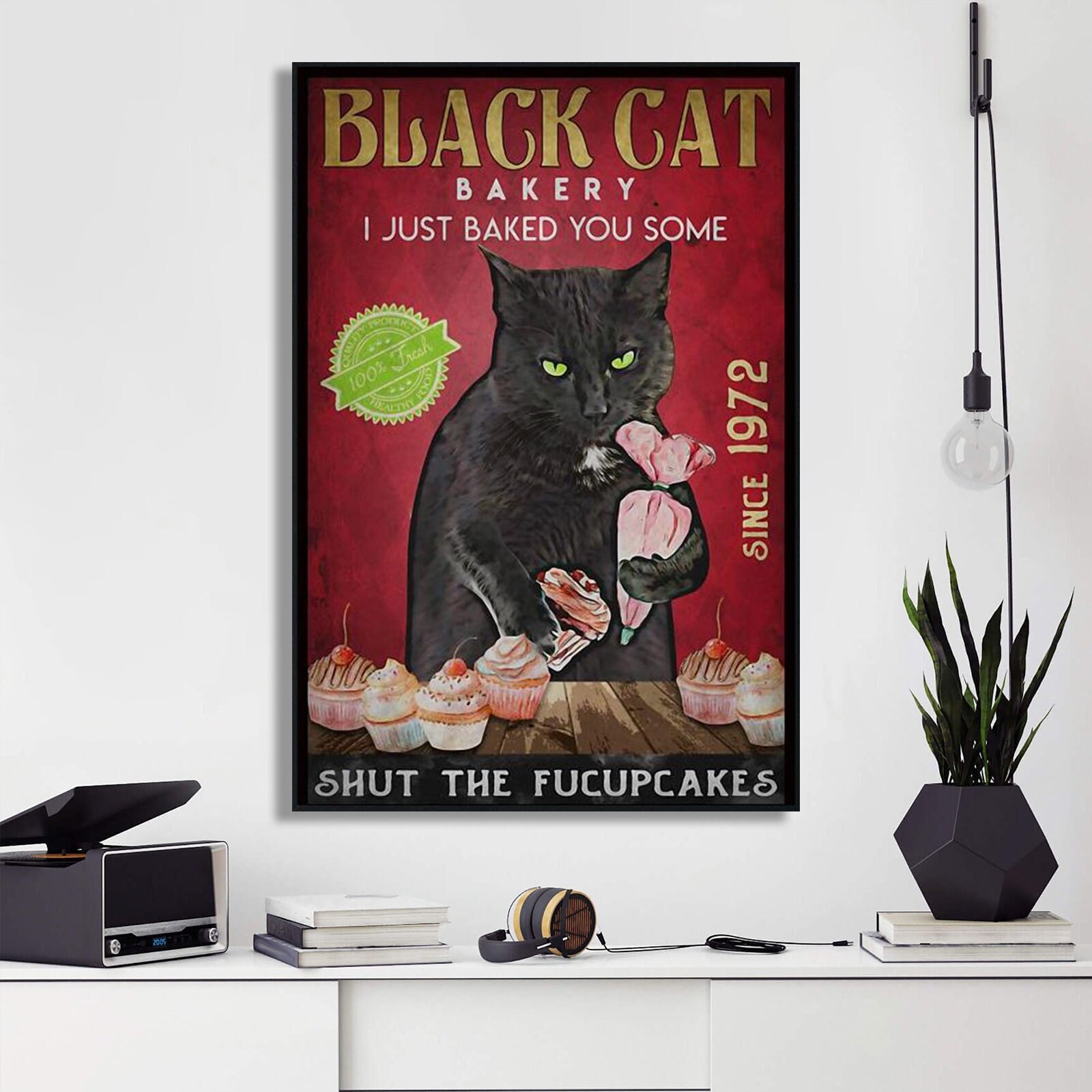 "I Baked You Some Shut The Fucupcakes" Magnet – Funny Black Cat Baker Humor