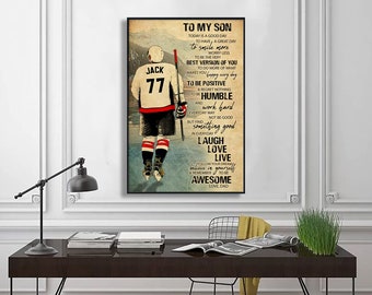 Custom Personalized Ice Hockey Poster, Hockey Gifts, Gifts For Hockey Players, To My Son With Custom Name, Wall Art Home
