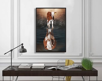 Poster Believe In Yourself - Hereford Vertical Poster Indoor Home Decoration Gift, Hereford Poster, Farm Cow Poster, Wall Art Home