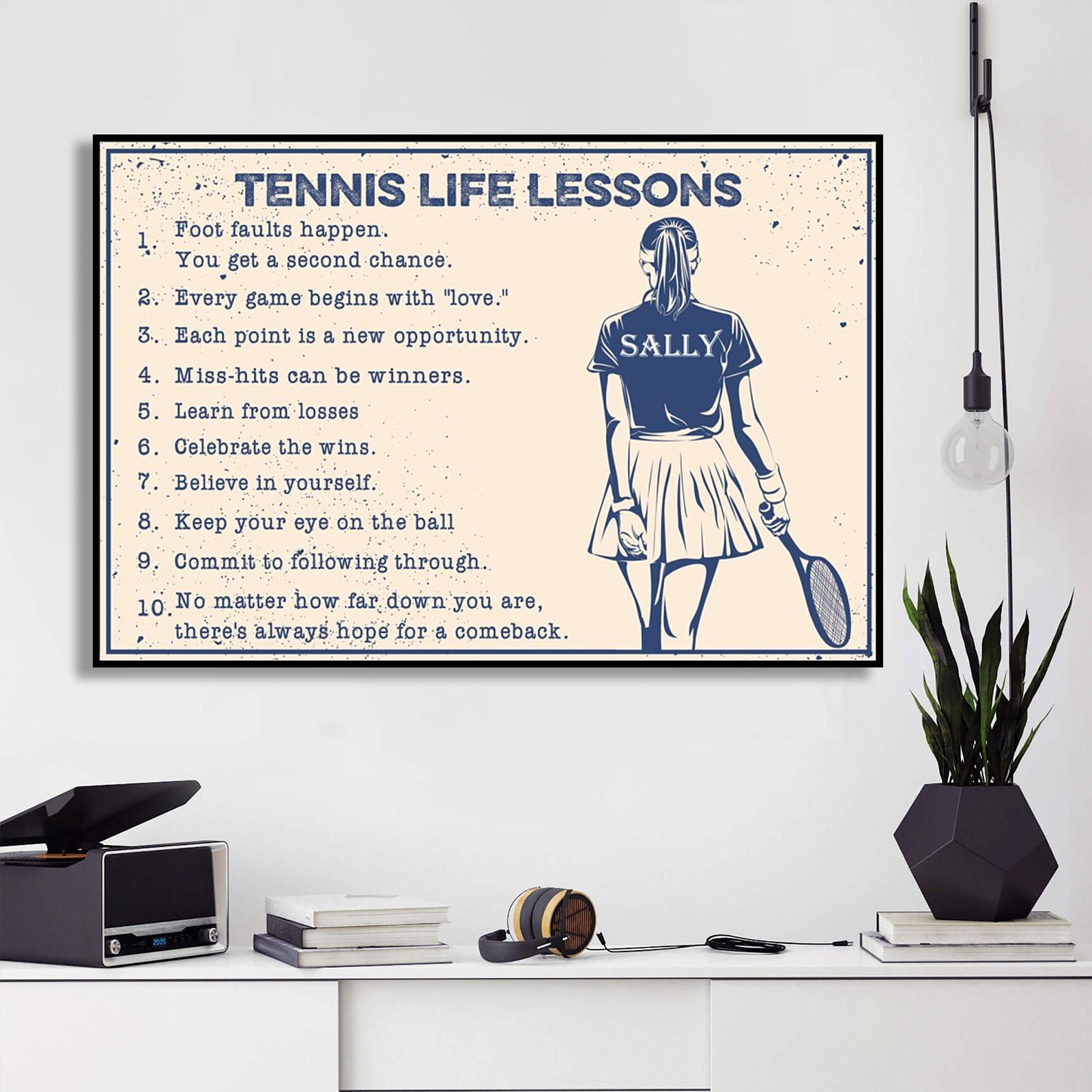 Tennis Life Lessons Personalized Poster, Custom Tennis Poster Name ...