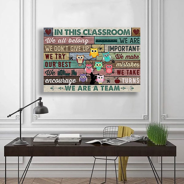 Teachers In This Classroom We Are A Team Poster, Back To School Poster, Gift Friend Poster, Classroom Poster, Wall Art Home Anniversary Gift