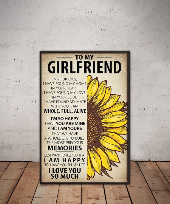 To My Girlfriend Sunflower Poster, Personalized Poster, Gift Family Poster,  Poster Home Decor, Sunflower Poster Art Gift