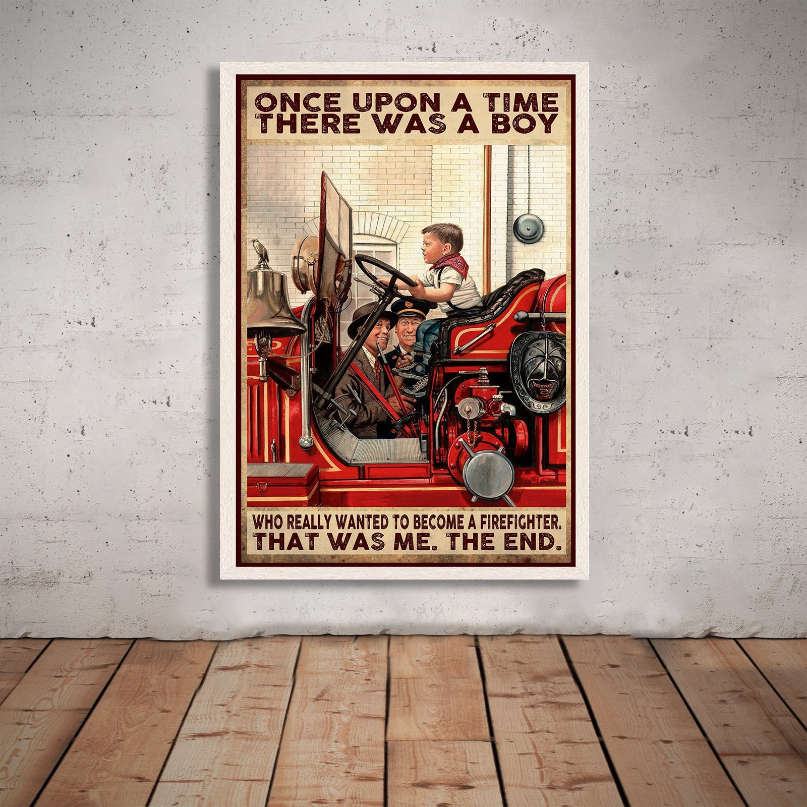 Discover Firefighter Once Upon a Time There Was a Boy Poster, Bathroom Wall Decor, Bathroom Wall Decor, Funny Firefighter Poster, Wall Art Home