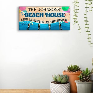 Beach Personalized Wood Key Holder, Key Hanger, Beach Key Holder, Home Decor, Home Key Holder, Beach House Key Holder, Housewarming Gift