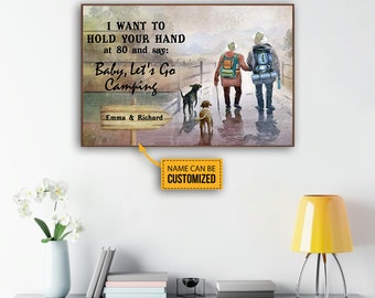 Bebé personalizado Vamos a acampar, personalizado Quiero mantener tu fuerza a los 80 y decir: Bebé Let's Go Camping' Póster Póster personalizado Nombre de camping