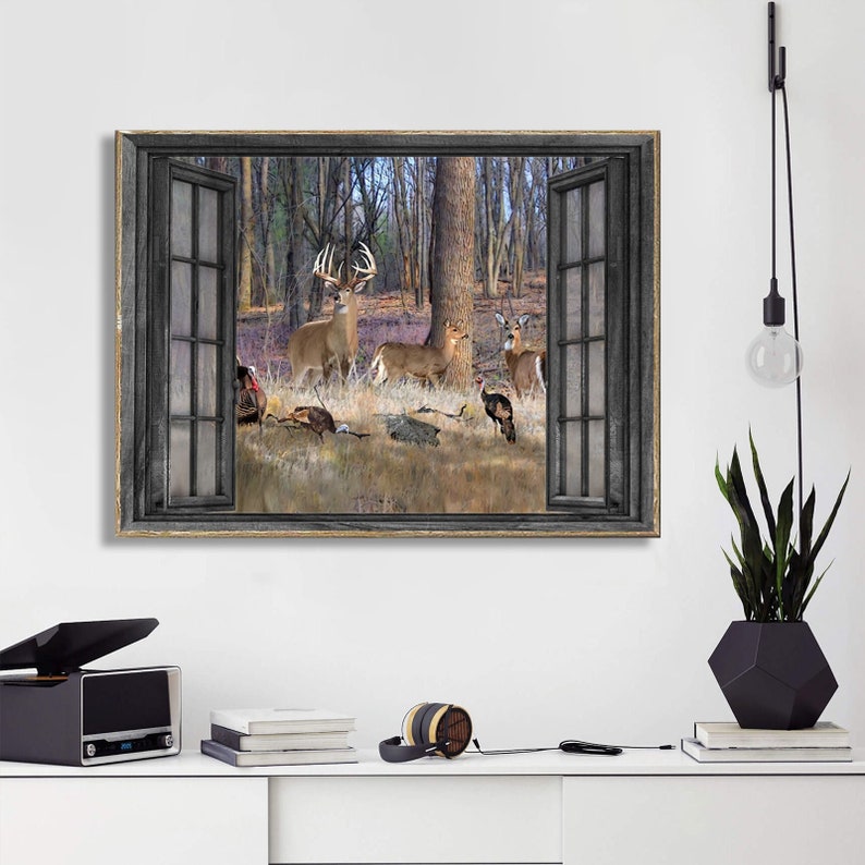 Farmhouse Window Wall Art Rustic Deer Wall Decor Home for Etsy