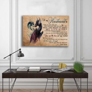 Dragons - To My Husband, I Love You Always With My Whole Heart, I Fell In Love With You Poster, Custom Dragon Poster, Gift Family Poster