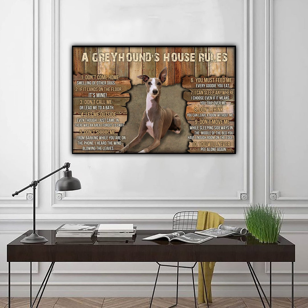 A Greyhound House Rules Poster , Greyhound Poster Art, Dog Poster Decor