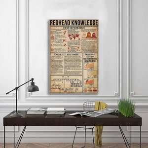 Rothaarige Wissensposter, Wissensposter, Vintage Poster, Wissenswertes Geschenke, Rothaarige Wandkunst, Rothaarige Guide Poster