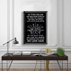 Hairstylist in This Salon - We Love Colors - Love Hair Poster, Gift Family Poster, Wall Art Home, Vintage Hairstylist Poster, Home Decor