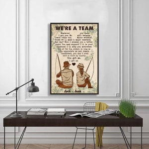 Personalisierte Angeln Paar Wir sind ein Team Vertikales Poster, Angeln Poster, Geschenk Familie Poster, Wand Kunst Zuhause, Jahrestag Geschenk
