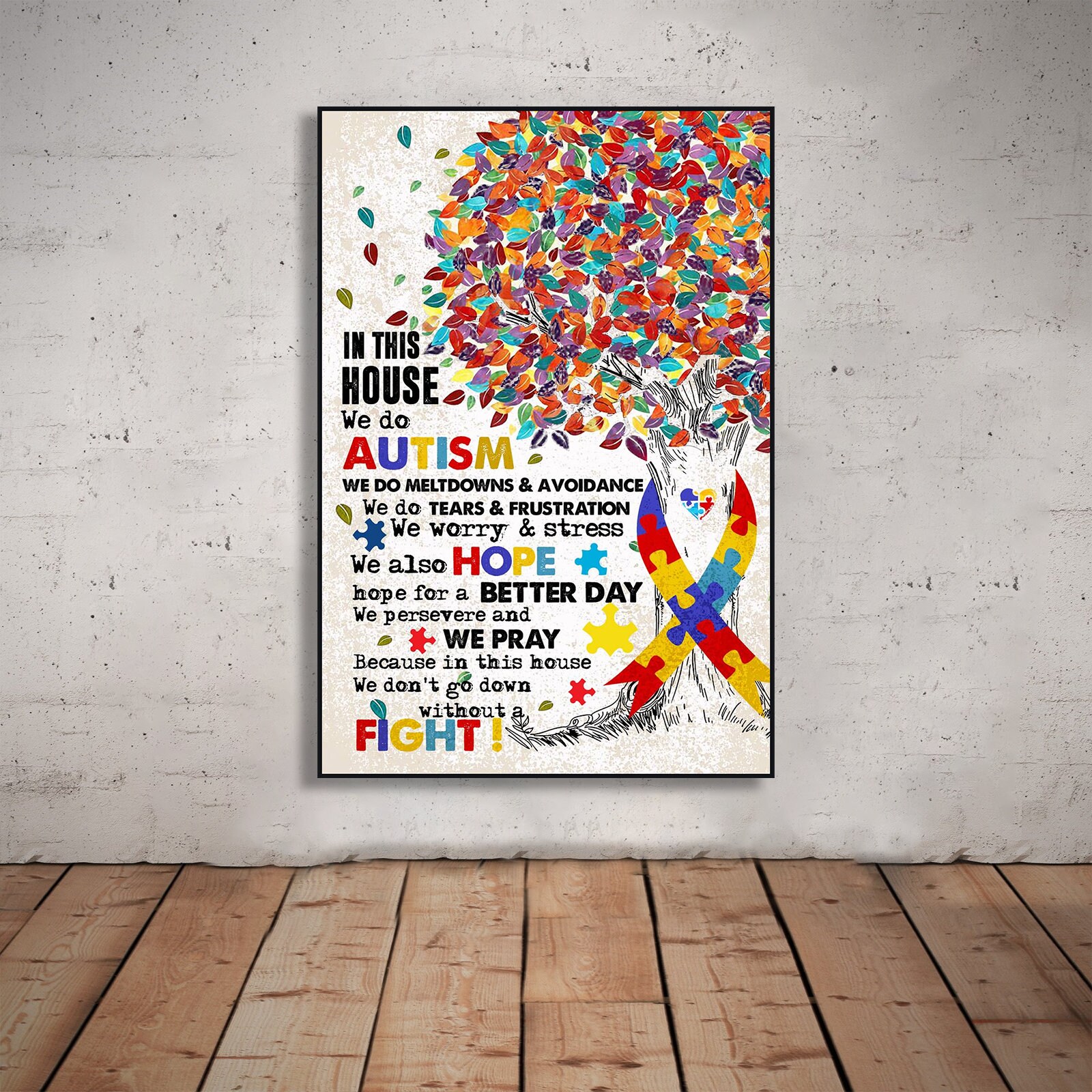 In This House We Do Autism Tree Poster, Autism Awareness Poster ...