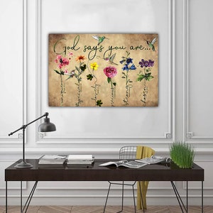 Flower God Says You Are.. Poster, Gift Family Poster, Poster Home Decor, Sunflower Poster Art Gift, Gift Love Family, Vintage Flower Poster