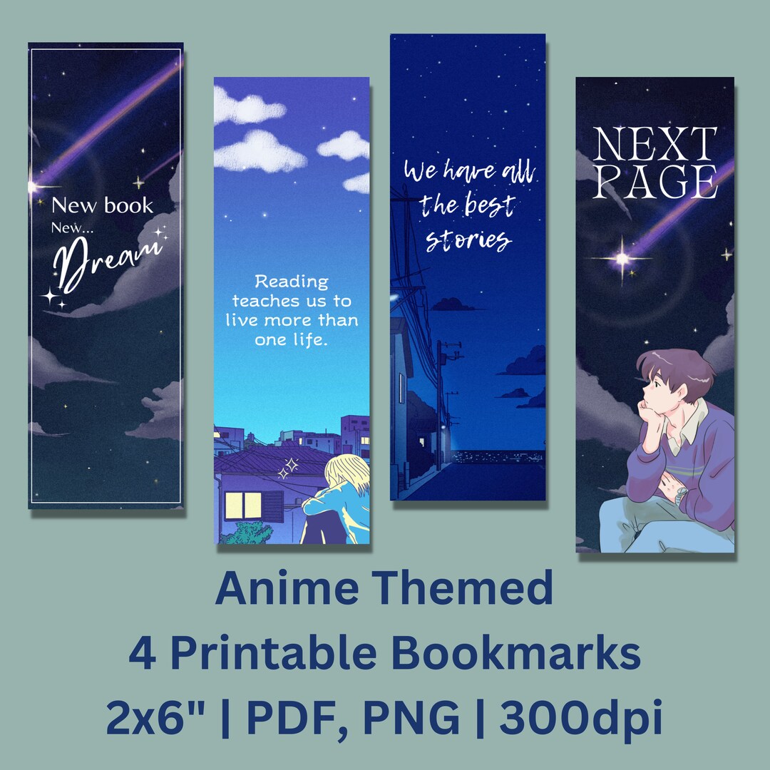 Anime Themed Printable Bookmarks Anime Bookmarks - Etsy