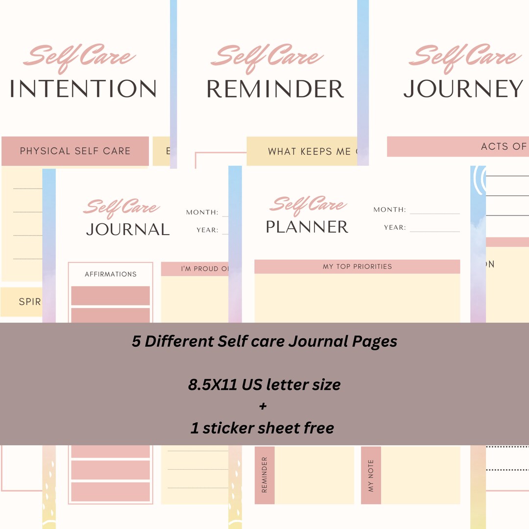 Printable Self Care Journal Pages With One Sticker Sheet - Etsy