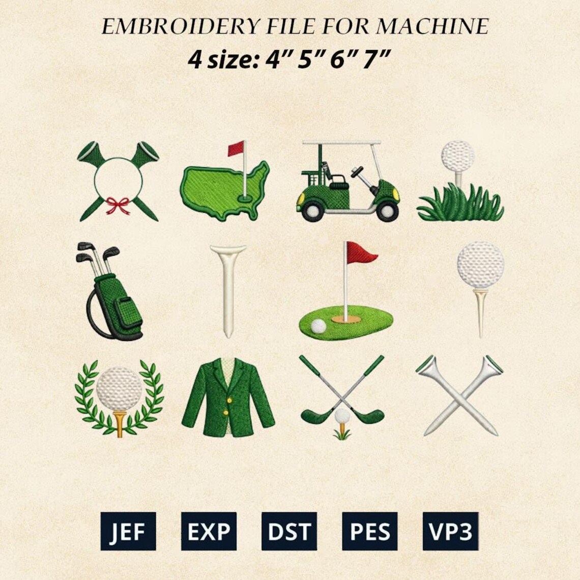 Golf Embroidery Design Bundle | Golf Machine Embroidery Files | Golf ...