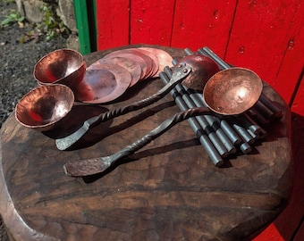 Koperen en stalen koffielepel