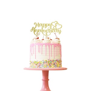 Happy Birthday Cake Topper.Glitter Karte Cake Topper.Anniversary.Cake Topper.