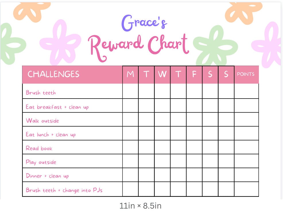 Children's Chart, Reward Printables, Reward Downloads, Colourful Reward