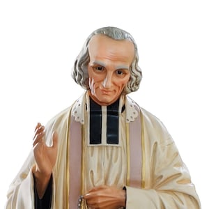 Elegant Statue of  St. John Maria Vienney- Curé d’Ars fiberglass figurine for outdoor or indoor Use.