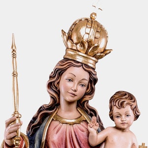 Hand-Carved Our Lady Of Help Statue. Wooden Religious Sculpture. Madonna Dell&#39;Aiuto. Ausiliatrice - Wood Various Sizes