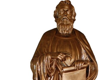 Handcrafted Fiberglas Statue of St. Mark the Evangelist, Bronz Finish Painted-  cm. 160 - 64" inchs outdoor/indoor Use