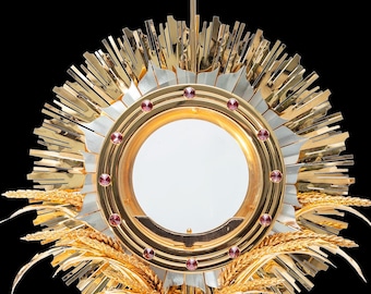 Custodia Custodia Ensamblada a Mano Antioxidante Altura Cm. 80 (31 1/2") Diámetro de la Hostia 16 (6 1/4") Baño Galvánico Oro sobre Latón