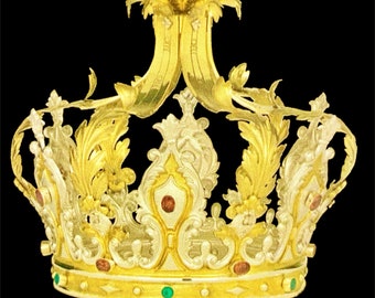 Royal CROWN Two-tone gold and silver bathed brass, hand-chiselled. All sizes are achievable.