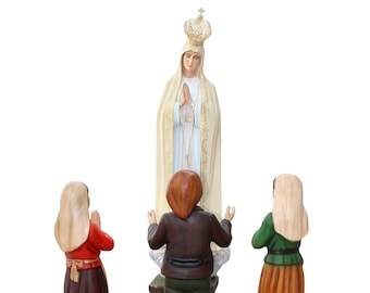 Our Lady of Fatima cm. 180 with three shepherd children from CM. 85 Fiberglass Color hand painted