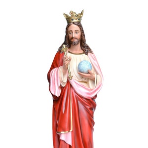 Christ Roi cm. 170 - 67" Fibre de verre colorée avec yeux en cristal