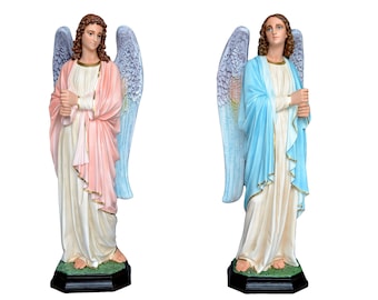 Pair of Angels Right and Left Full Color Fiberglass Different Sizes