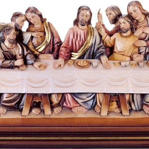 Handcrafted wooden Last Supper Wall Relief- Biblical Art Sculpture, Religious Home Decor. LAST SUPPER RELIEF Wood Carved Wall Relief-