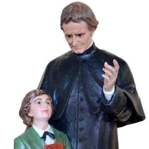 Handcrafted Fiberglass St. John Bosco and Dominic Savio Statue.  San Giovanni Bosco con San Domenico Savio outdoor/indoor.