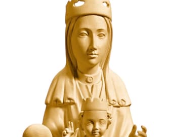 Virgen Románica en Madera de Arce Patinada.