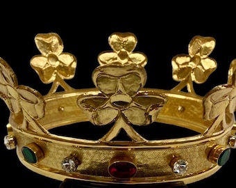 Ducal Crown in Hand Chiselled Brass in Gold Galvanic bath, sizes of your choice