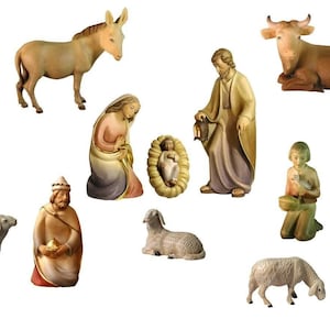Wooden Nativity Scene, hand carved and painted