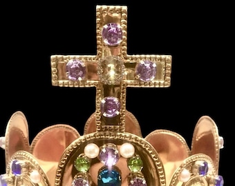Handmade Faithful Reproduction of Sacred Roman Emperor Imperial Crown Sterling Silver "800" Goldplated 24 K.