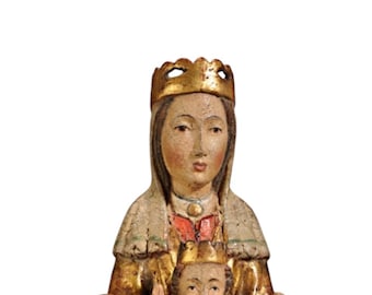 Virgen Románica en Madera con Pan de Oro.