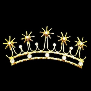 Flat Crown for Madonna Picture Hand Assembled Brass with Rhinestones in Galvanic Bath