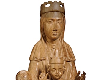 Virgen románica en madera de roble. Talla románica. Libre de impuestos en EE. UU.