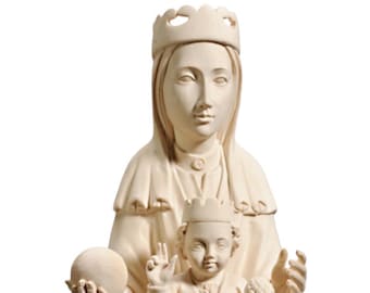 Virgen Románica en Madera de Arce Natural.