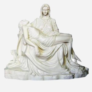 Sculpture en fibre de verre blanche Pietà de Michel-Ange, grande taille, cm. 150x90x h Cm. 130 (60x 36x 52 pouces).