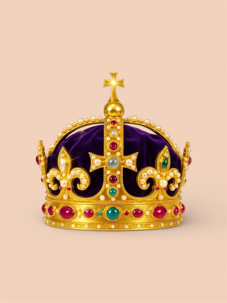 CORONA Enrico HENRY VIII della famiglia dei Tudor. Ottone Bagno Oro Elettrolitico. Riproduzione Esatta, Misure personalizzabili. Bild 3