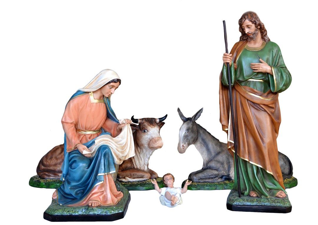 Hand Painted Fiberglass Color Nativity Scene H Cm. 160 - 64