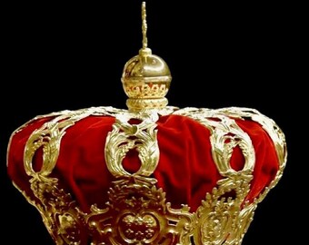 Spanish Royal CROWN Sterling Silver "800" Silver + 24k Gold Plated. Exact reproduction, customizable measurements.