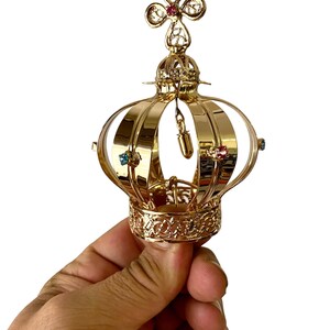 CORONA Imperial FATIMA En Latón Dorado Con Strass de diferentes diámetros