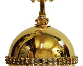 Globo astrolabio de latón real con orbe imperial de oro galvanizado en cruz para decoración real, astrolabio con cruz de latón galvanizado ORO