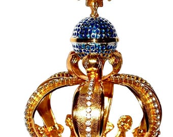 Corona cincelada a mano de Nuestra Señora de Fátima. Diseño original. Plata, acero "800". Baño en oro de 24 quilates. Tamaños personalizables disponibles. Envío libre de impuestos en EE. UU.